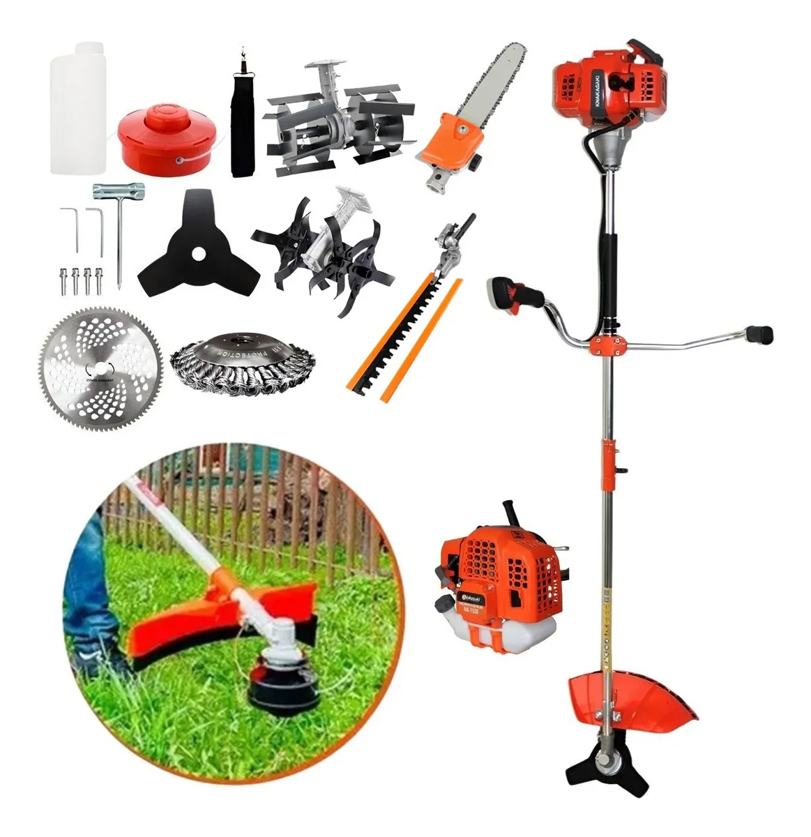 Roçadeira Profissional 75cc 3,5hp Nakasaki com 10 Acessórios