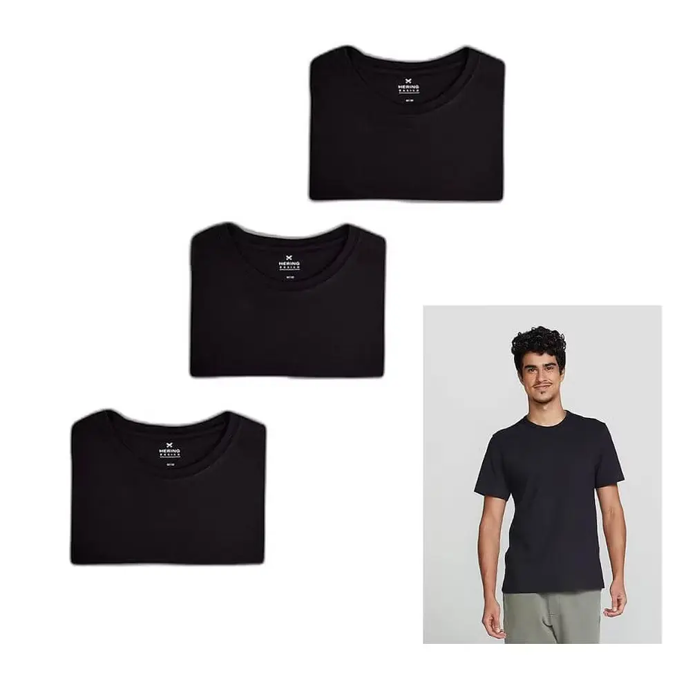 Kit 3 Camisetas Masculinas Básicas Hering Slim